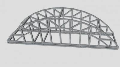 钢制桁架桥梁SU模型下载_sketchup草图大师SKP模型