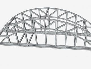 钢制桁架桥梁SU模型下载_sketchup草图大师SKP模型