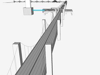 大型八车道桥梁SU模型下载_sketchup草图大师SKP模型