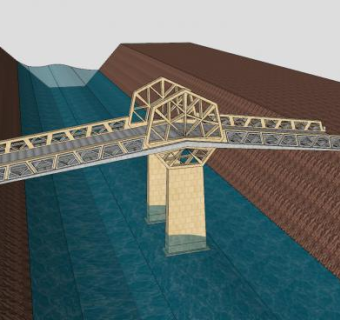 铸石阶梯护栏桥梁SU模型下载_sketchup草图大师SKP模型