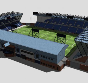 橄榄球公园球场建筑SU模型下载_sketchup草图大师SKP模型