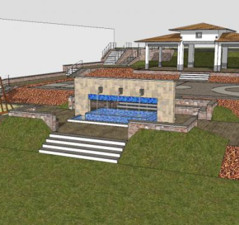 体育场公园建筑SU模型下载_sketchup草图大师SKP模型