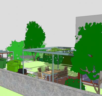 小型水上花园公园SU模型下载_sketchup草图大师SKP模型