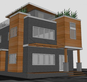 当代住宅伊丽莎白公园SU模型下载_sketchup草图大师SKP模型