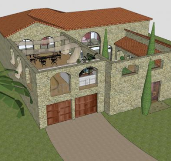 圣埃莉莎庄园建筑SU模型下载_sketchup草图大师SKP模型