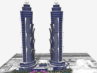 迪拜酋长建筑公园塔SU模型下载_sketchup草图大师SKP模型