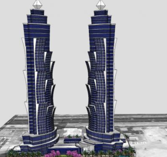 迪拜酋长建筑公园塔SU模型下载_sketchup草图大师SKP模型