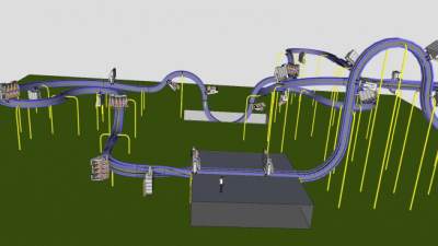 莫比乌斯过山车游乐公园SU模型下载_sketchup草图大师SKP模型