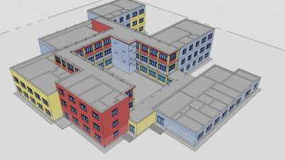 崂山幼儿园建筑SU模型下载_sketchup草图大师SKP模型