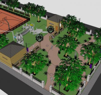 新公园户外运动建筑SU模型下载_sketchup草图大师SKP模型