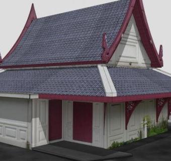 曼谷班加西里公园亭建筑SU模型下载_sketchup草图大师SKP模型