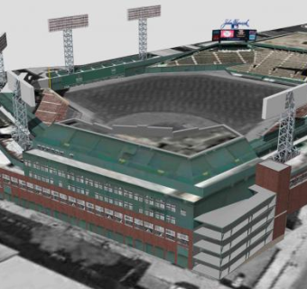 芬威公园建筑球场SU模型下载_sketchup草图大师SKP模型