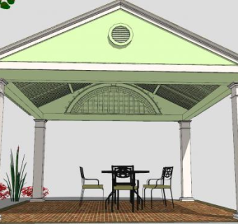 公园建筑花园庭院SU模型下载_sketchup草图大师SKP模型