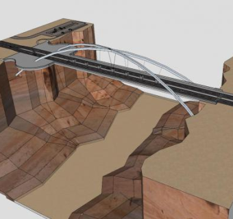跨山公路拉索桥SU模型下载_sketchup草图大师SKP模型