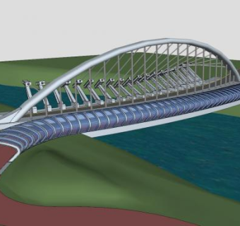 现代化桥梁设计SU模型下载_sketchup草图大师SKP模型