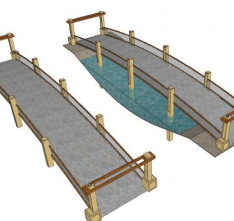 现代石柱石架桥SU模型下载_sketchup草图大师SKP模型