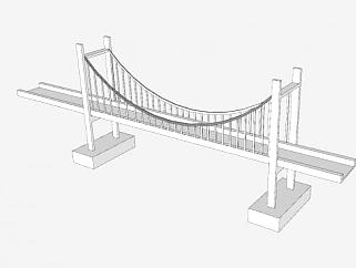 现代拉索桥梁SU模型下载_sketchup草图大师SKP模型