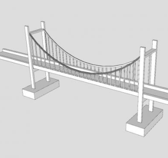 现代拉索桥梁SU模型下载_sketchup草图大师SKP模型