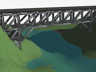 跨山河道桁架桥SU模型下载_sketchup草图大师SKP模型