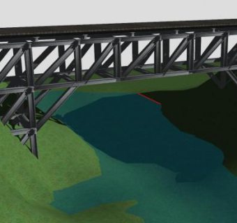 跨山河道桁架桥SU模型下载_sketchup草图大师SKP模型