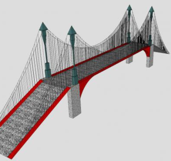 简易拉索桥梁SU模型下载_sketchup草图大师SKP模型