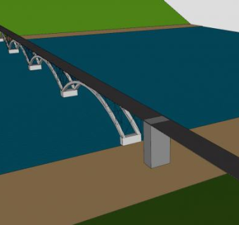 梁架跨河桥梁SU模型下载_sketchup草图大师SKP模型