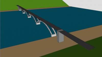 梁架跨河桥梁SU模型下载_sketchup草图大师SKP模型