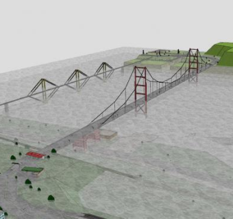 城市交通双座拉索桥梁SU模型下载_sketchup草图大师SKP模型
