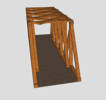 木桁架石桥过道SU模型下载_sketchup草图大师SKP模型