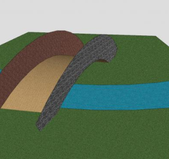 简易河道拱桥SU模型下载_sketchup草图大师SKP模型