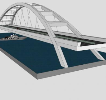 跨海拉索桥SU模型下载_sketchup草图大师SKP模型