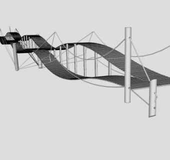 现代波浪形双桥梁SU模型下载_sketchup草图大师SKP模型