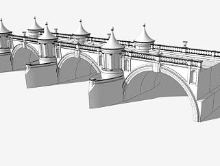欧式船型拱桥SU模型下载_sketchup草图大师SKP模型