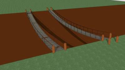 木制悬索吊桥SU模型下载_sketchup草图大师SKP模型