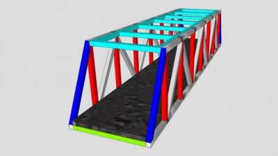 简易桁架桥梁SU模型下载_sketchup草图大师SKP模型