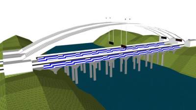 现代山间双公路架桥SU模型下载_sketchup草图大师SKP模型