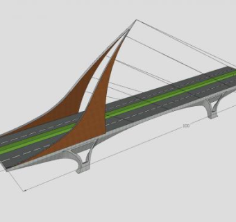 现代公路桥SU模型下载_sketchup草图大师SKP模型
