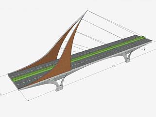 <em>现代公路桥</em>SU模型下载_sketchup草图大师SKP模型