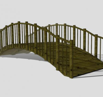 护栏小木桥SU模型下载_sketchup草图大师SKP模型