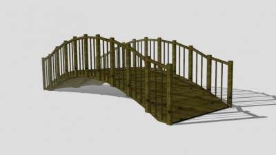 护栏小木桥SU模型下载_sketchup草图大师SKP模型