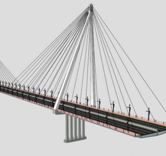 路灯公路斜拉桥SU模型下载_sketchup草图大师SKP模型