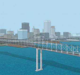 悬索桥桥梁建筑SU模型下载_sketchup草图大师SKP模型
