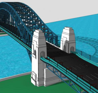 压拱悬索桥建筑SU模型下载_sketchup草图大师SKP模型