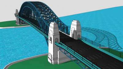 压拱悬索桥建筑SU模型下载_sketchup草图大师SKP模型