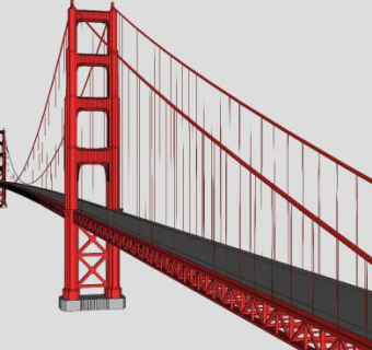 红色桥梁金门大桥SU模型下载_sketchup草图大师SKP模型