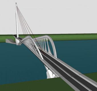 现代风格斜拉桥SU模型下载_sketchup草图大师SKP模型
