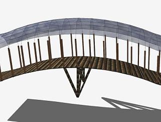 玻璃天篷<em>木拱桥</em>SU模型下载_sketchup草图大师SKP模型