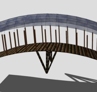 玻璃天篷木拱桥SU模型下载_sketchup草图大师SKP模型