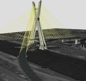 斜拉桥组合桥梁SU模型下载_sketchup草图大师SKP模型