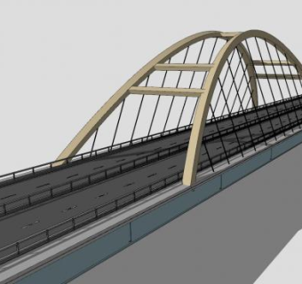 现代四车道公路桥SU模型下载_sketchup草图大师SKP模型